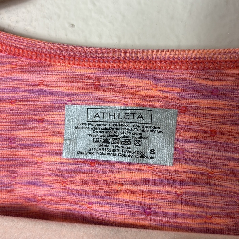 Athleta Orange Space Dye Seamless Short Sleeve Running Shirt Size Small Stretch - Picture 5 of 7